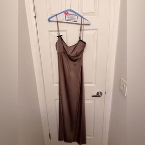Grey Purple Satin Maxi Dress - Size L